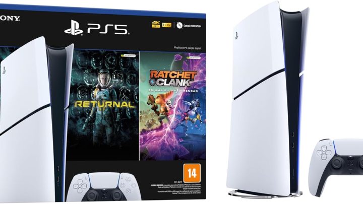 RIFA 182: Playstation 5 Slim Digital + Returnal + Ratchet and Clank NOVO ou Pix R$3300